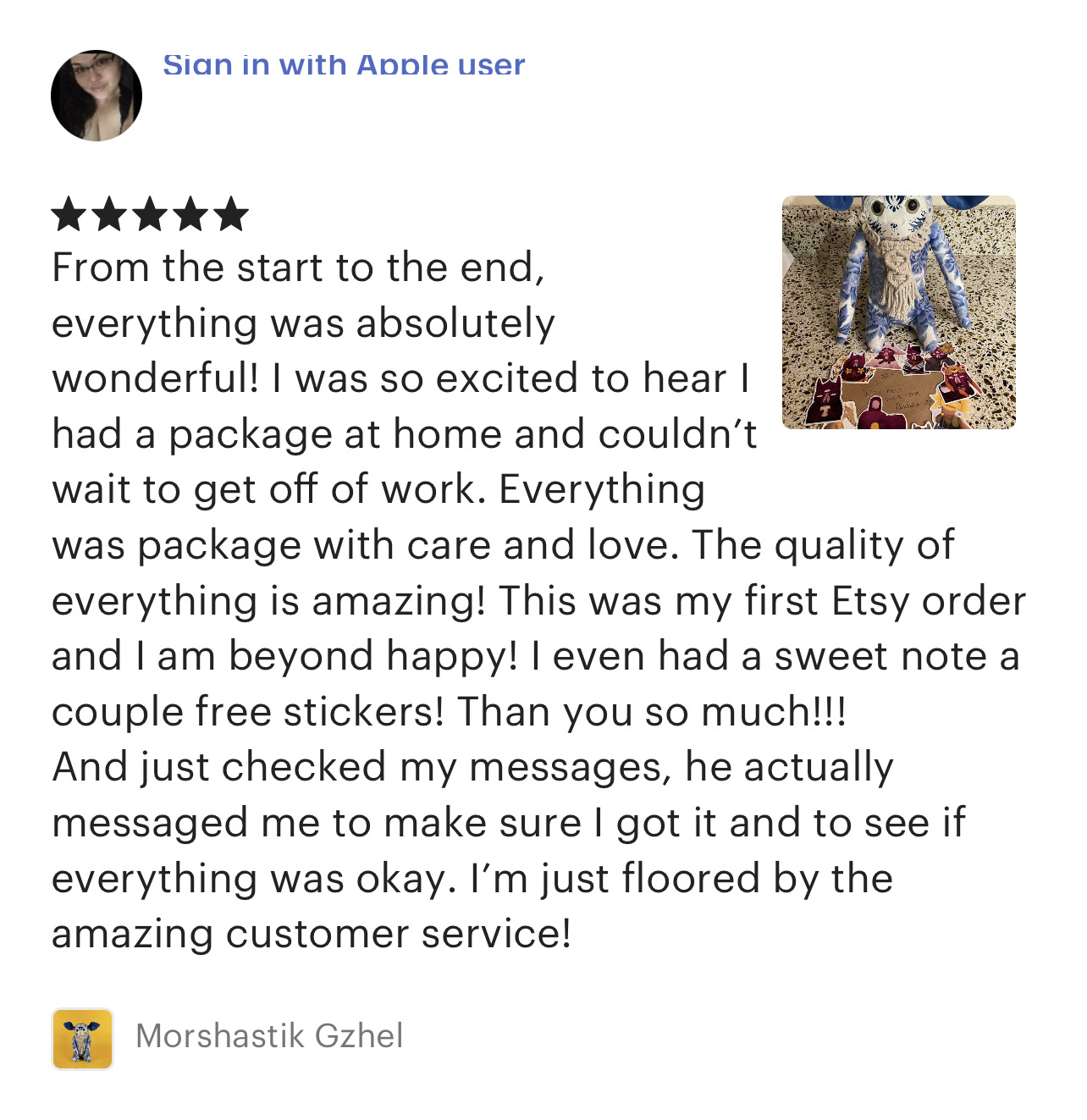 Review from Etsy 
