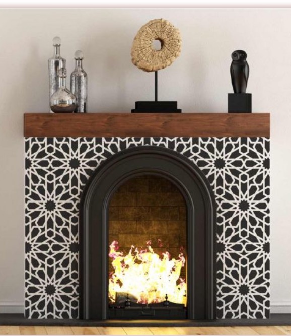 Fireplace Stenciling 