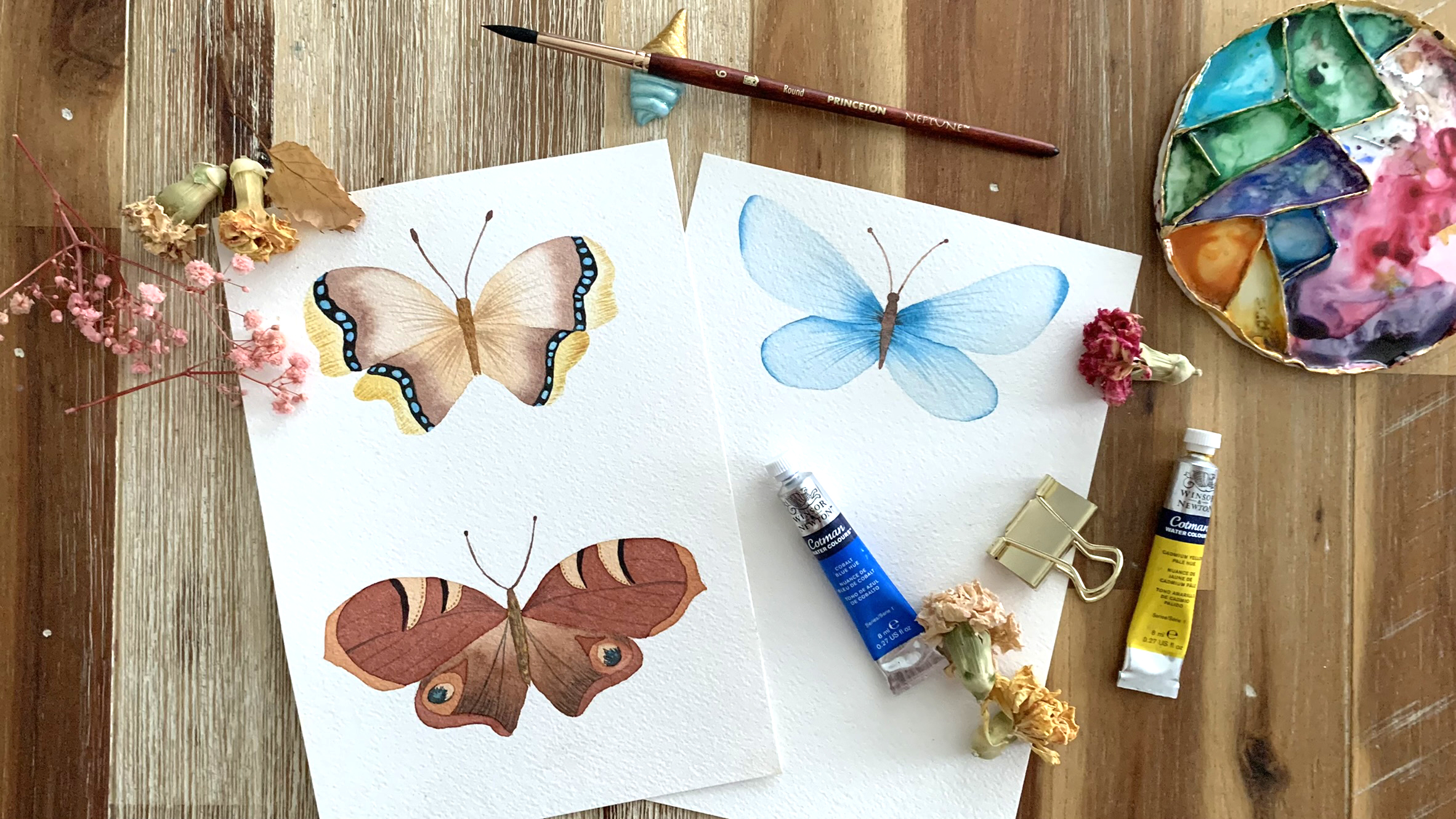 	 Explore Watercolor Techniques: Paint 3 Butterfly Illustrations