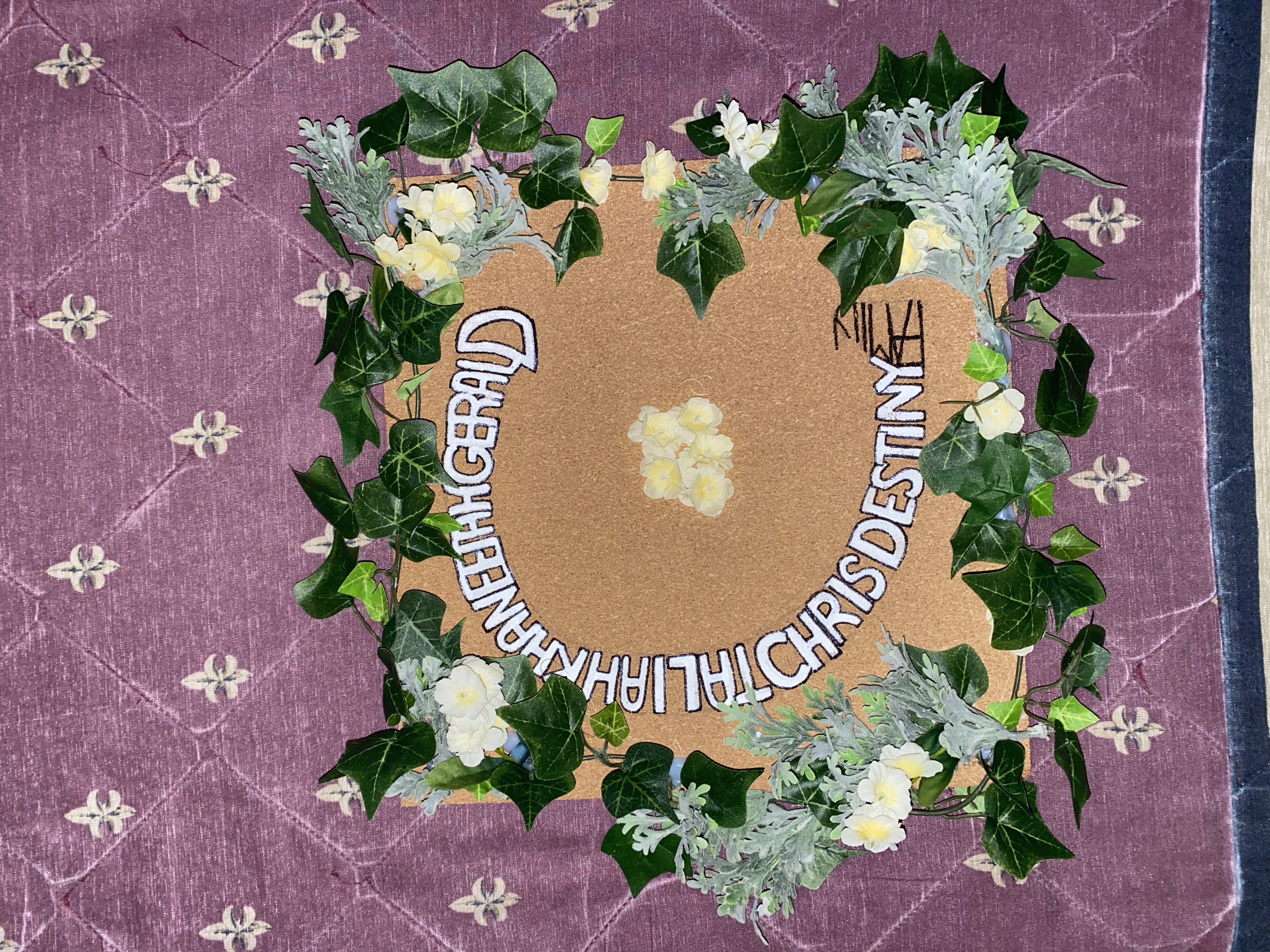 Familial Paint/Floral Design on Corkboard