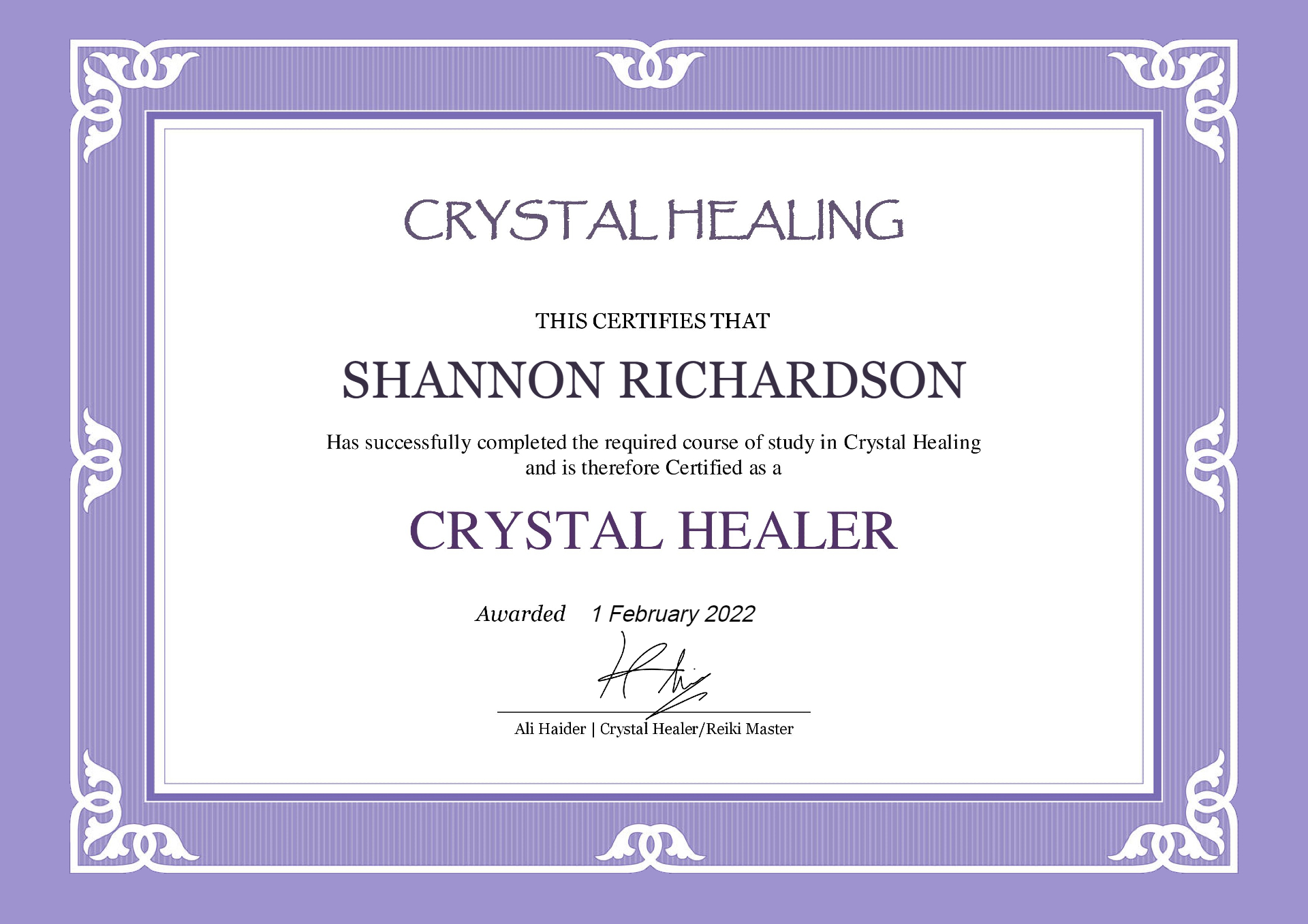 Crystal Healing Certification 