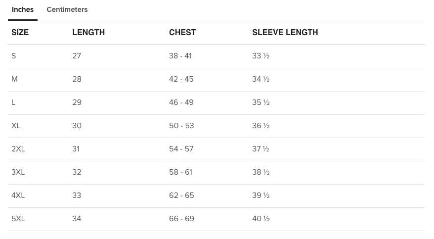 Size Chart