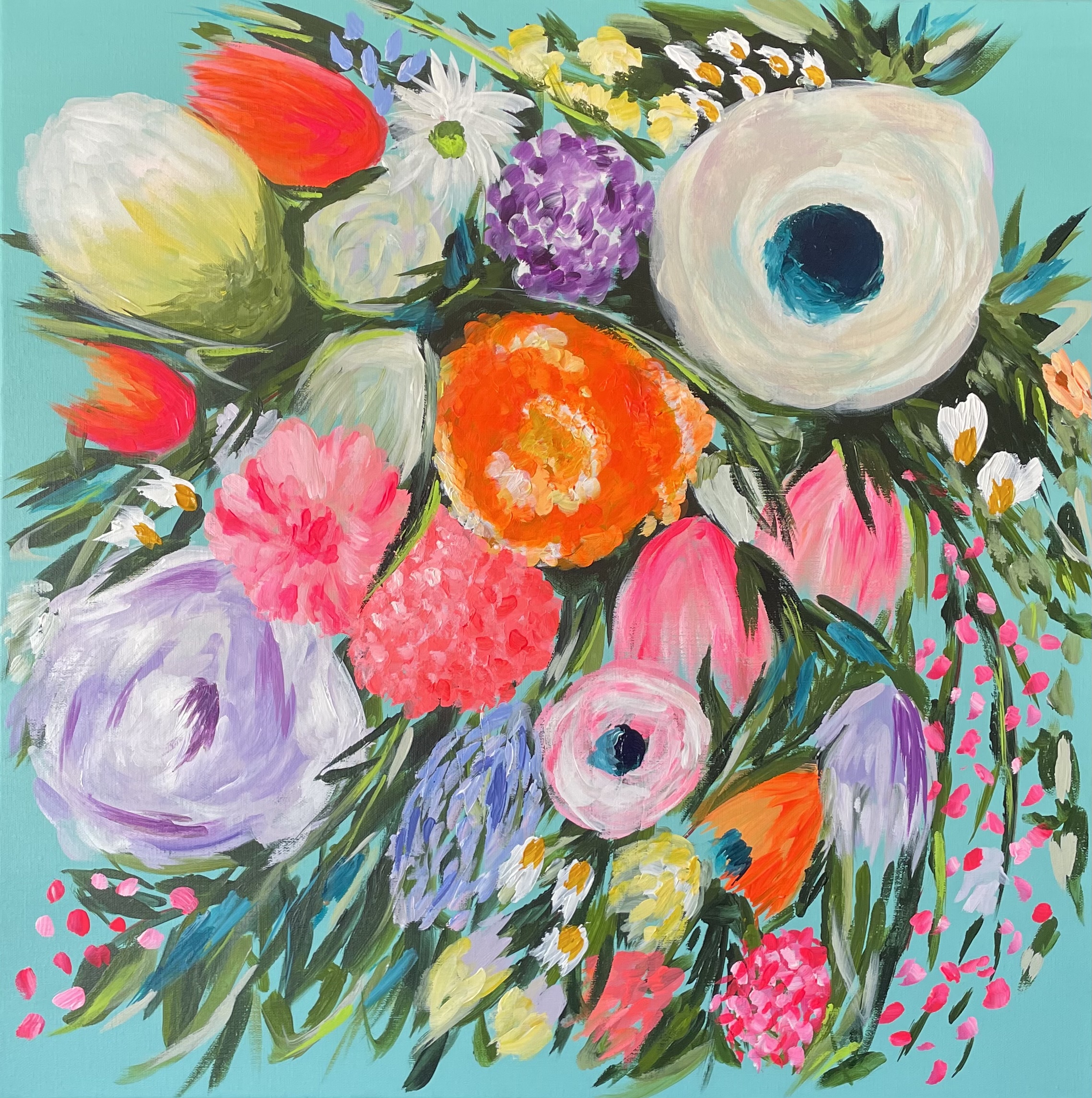  Audra Crawford floral aqua painting