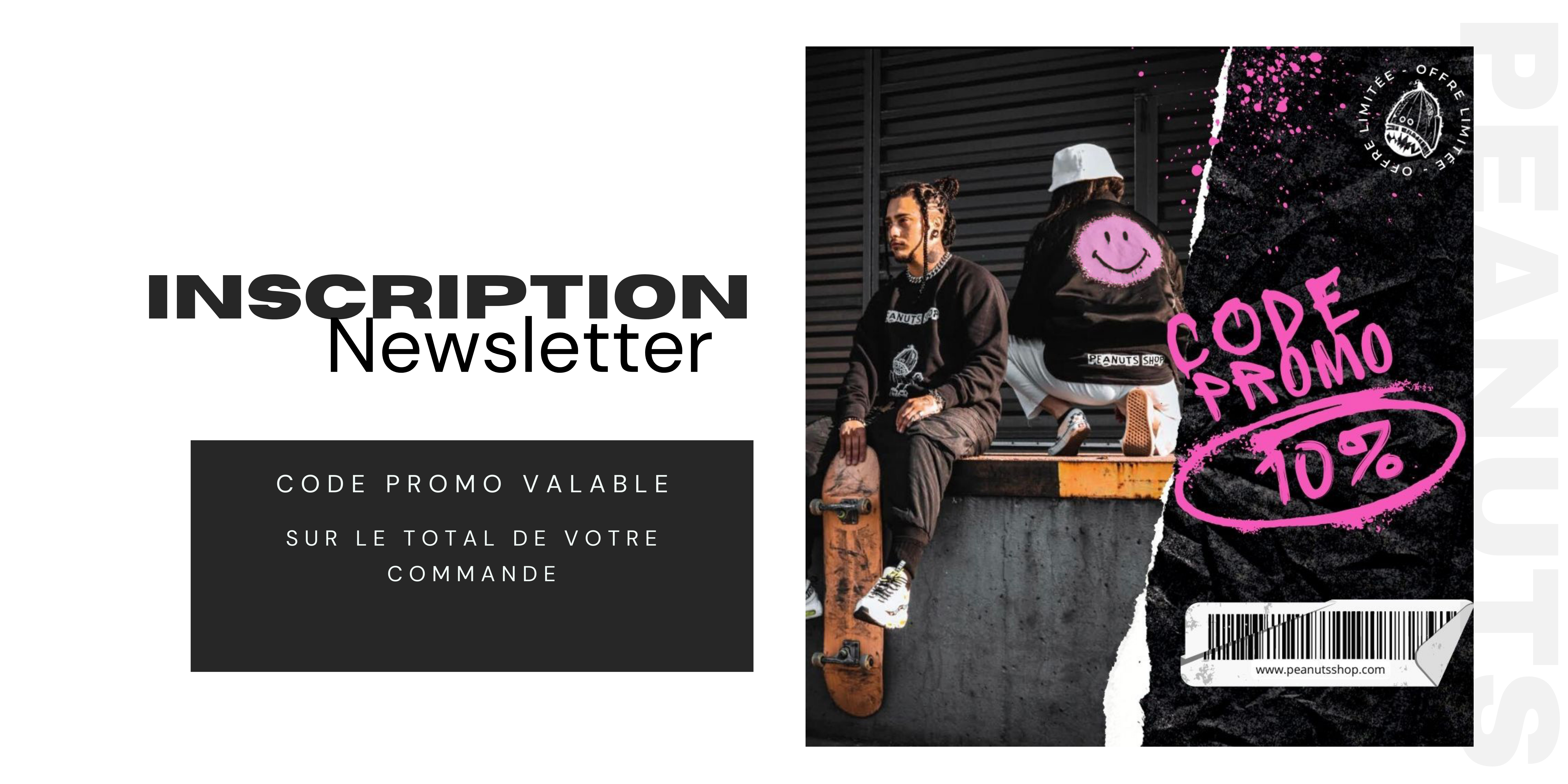 newsletter codepromo reduction photoshoot streetwear vêtement