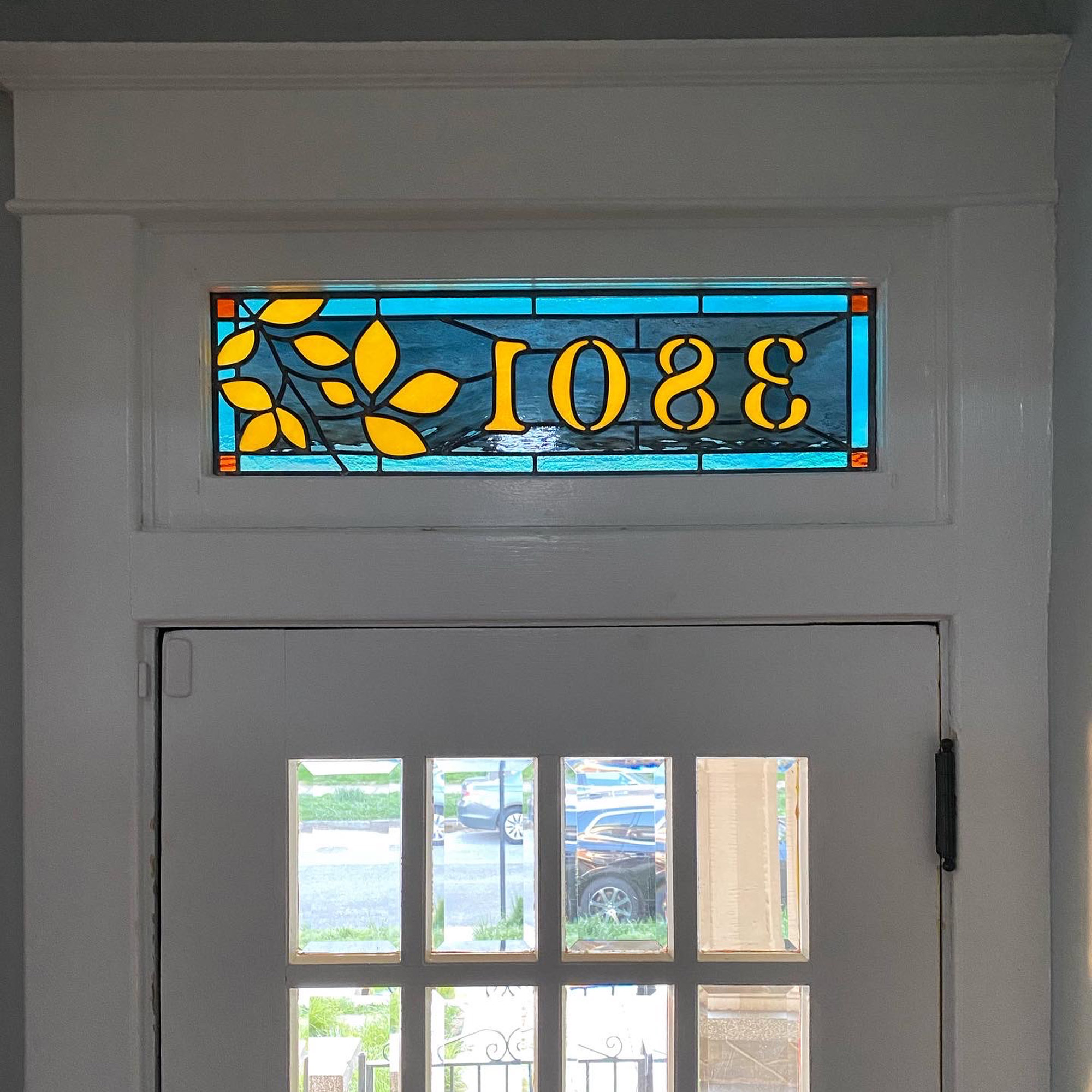Misty Stained Glass - Baltimore Transom Window - Interior view