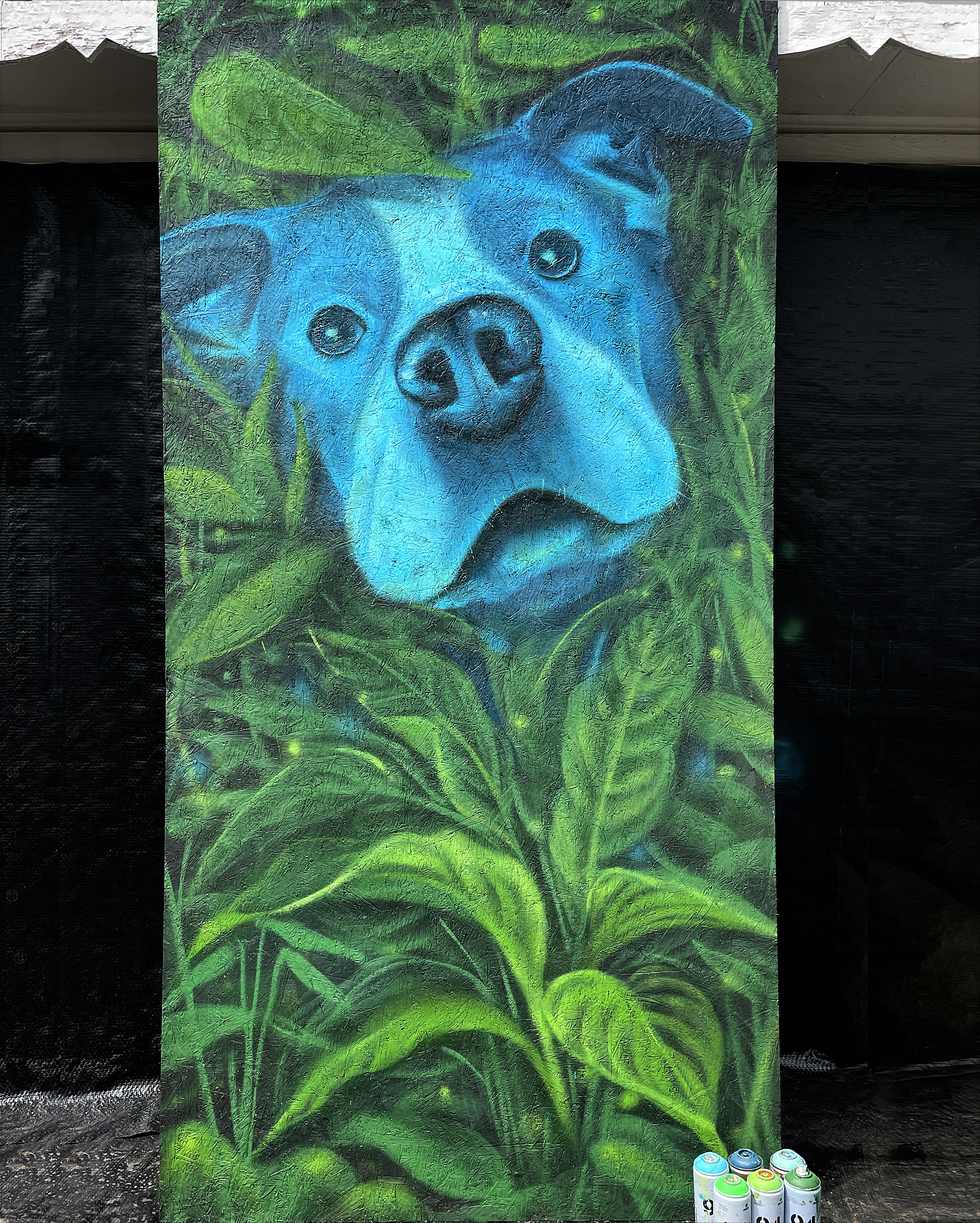 Botanical Dog Spray Paint Mural