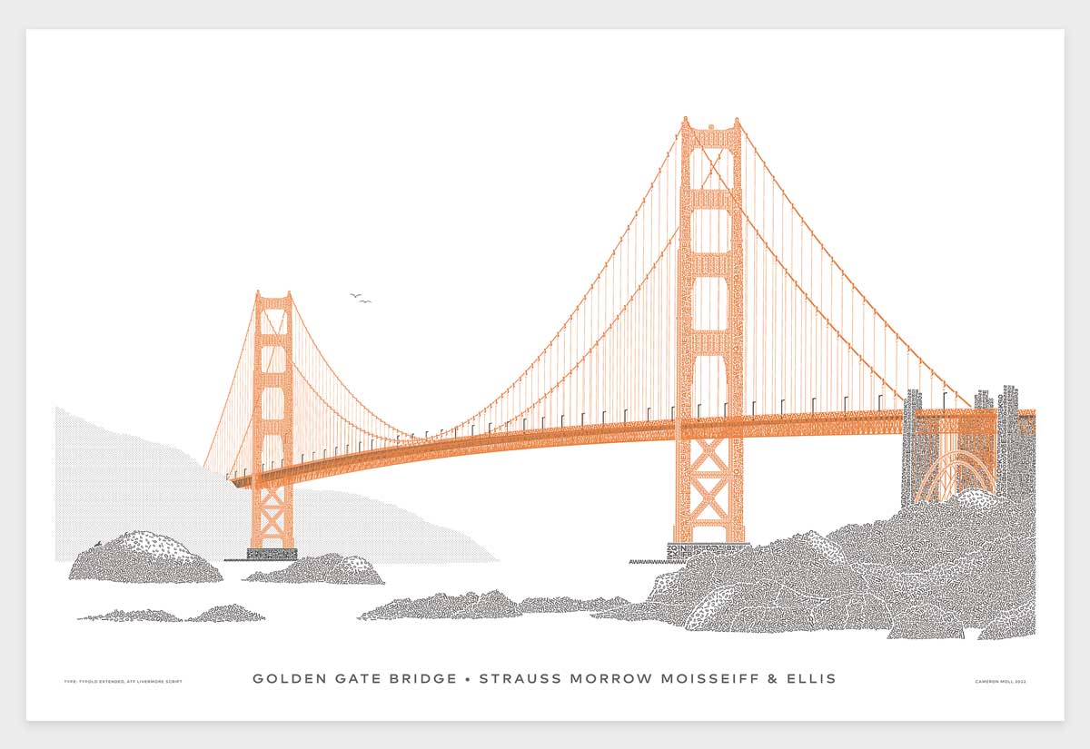 Golden Gate Bridge rendered in type
