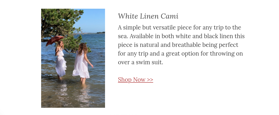A simple but versatile piece for any trip to the sea. Available in both white and black linen this piece is natural and breathable being perfect for any trip and a great option for throwing on over a swim suit.
