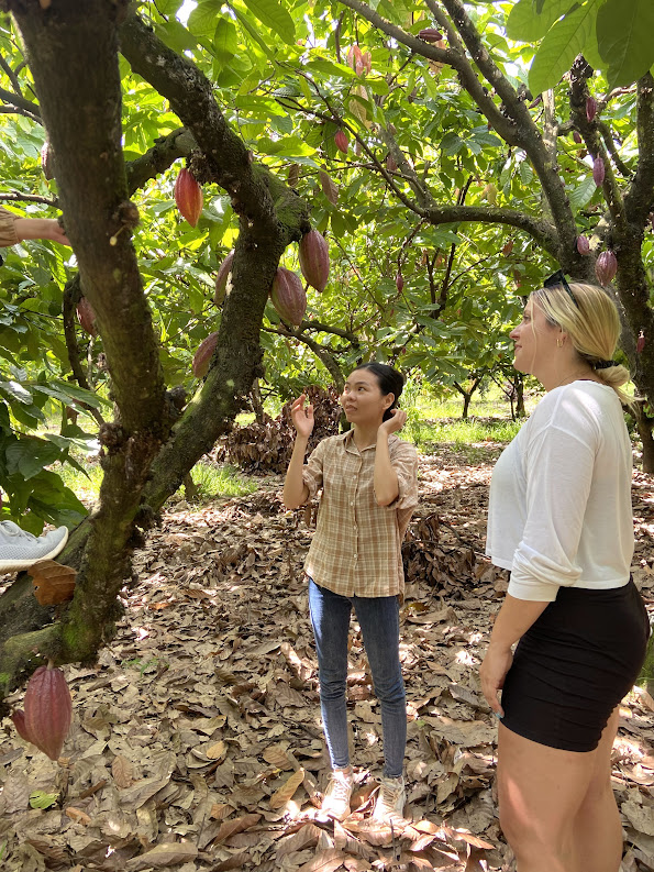 At the cacao farm with Huyen (Ban Cacao) in Cat Tien, Vietnam 