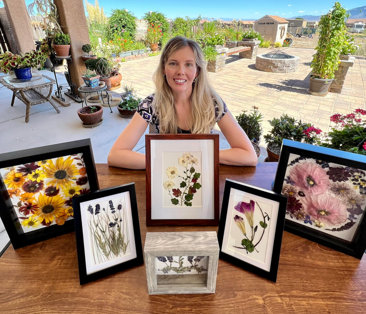 Kari with wildflower artwork
