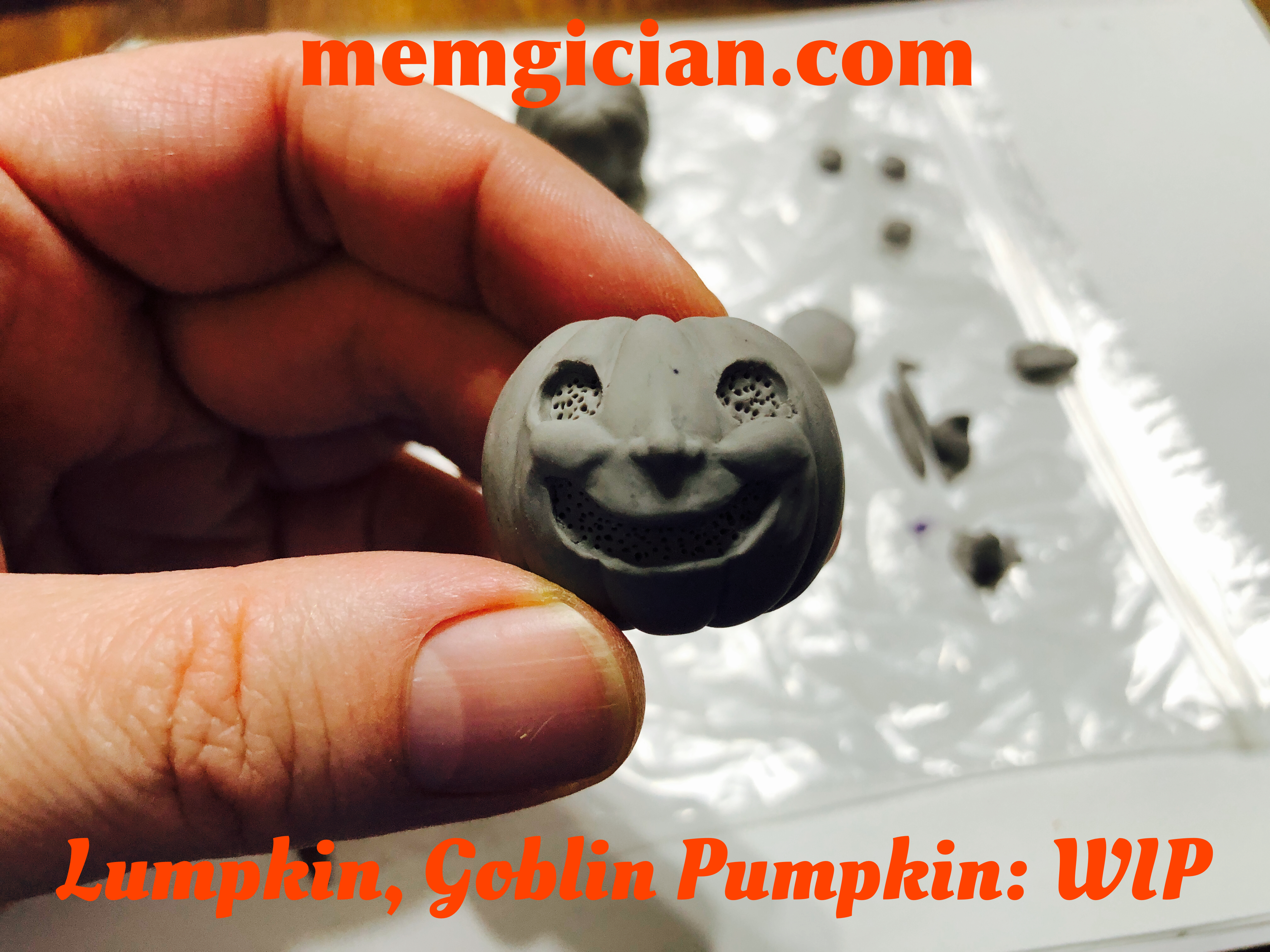 Lumpkin Goblin Pumpkin 2 inch capsule toy: WIP.