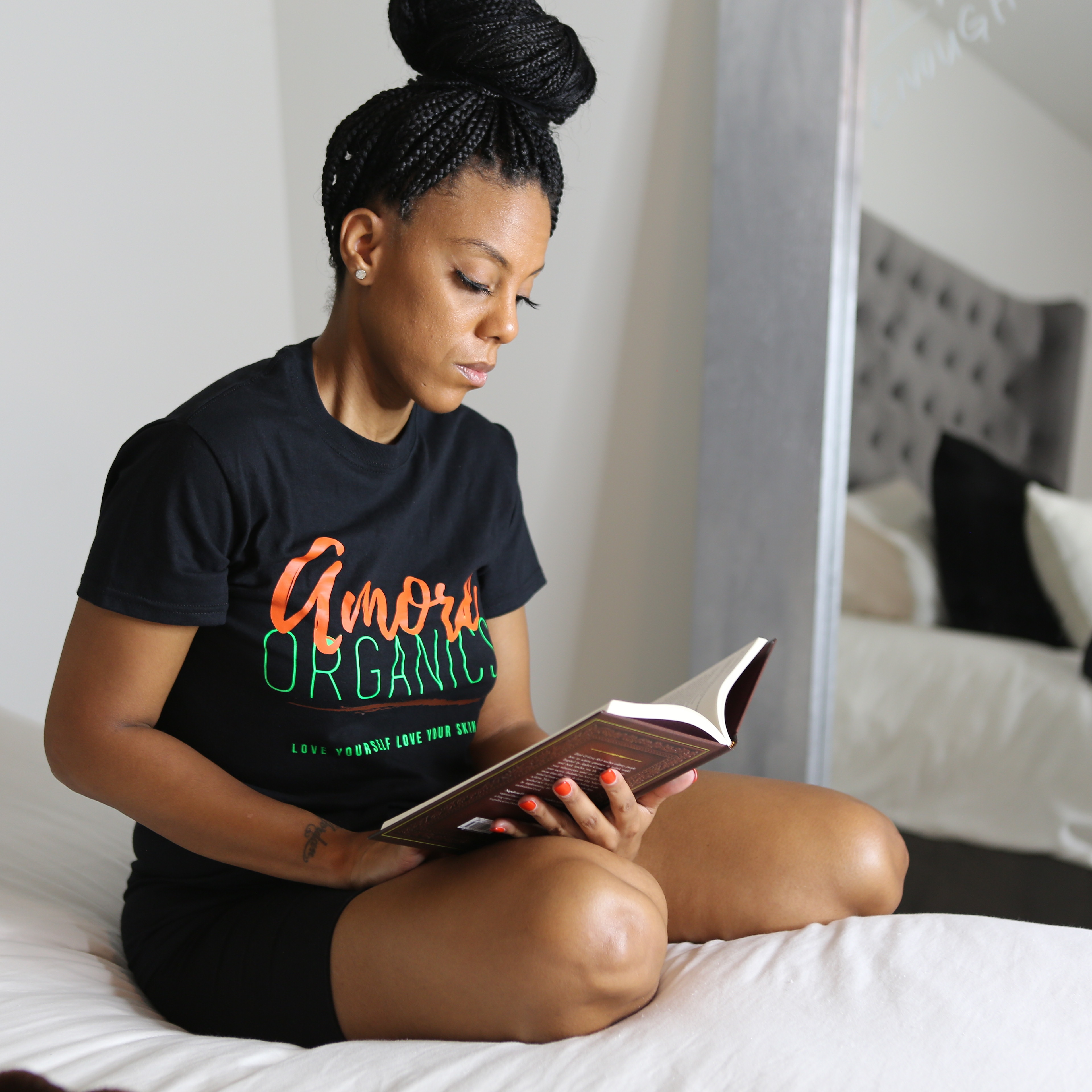 Black woman reading a book