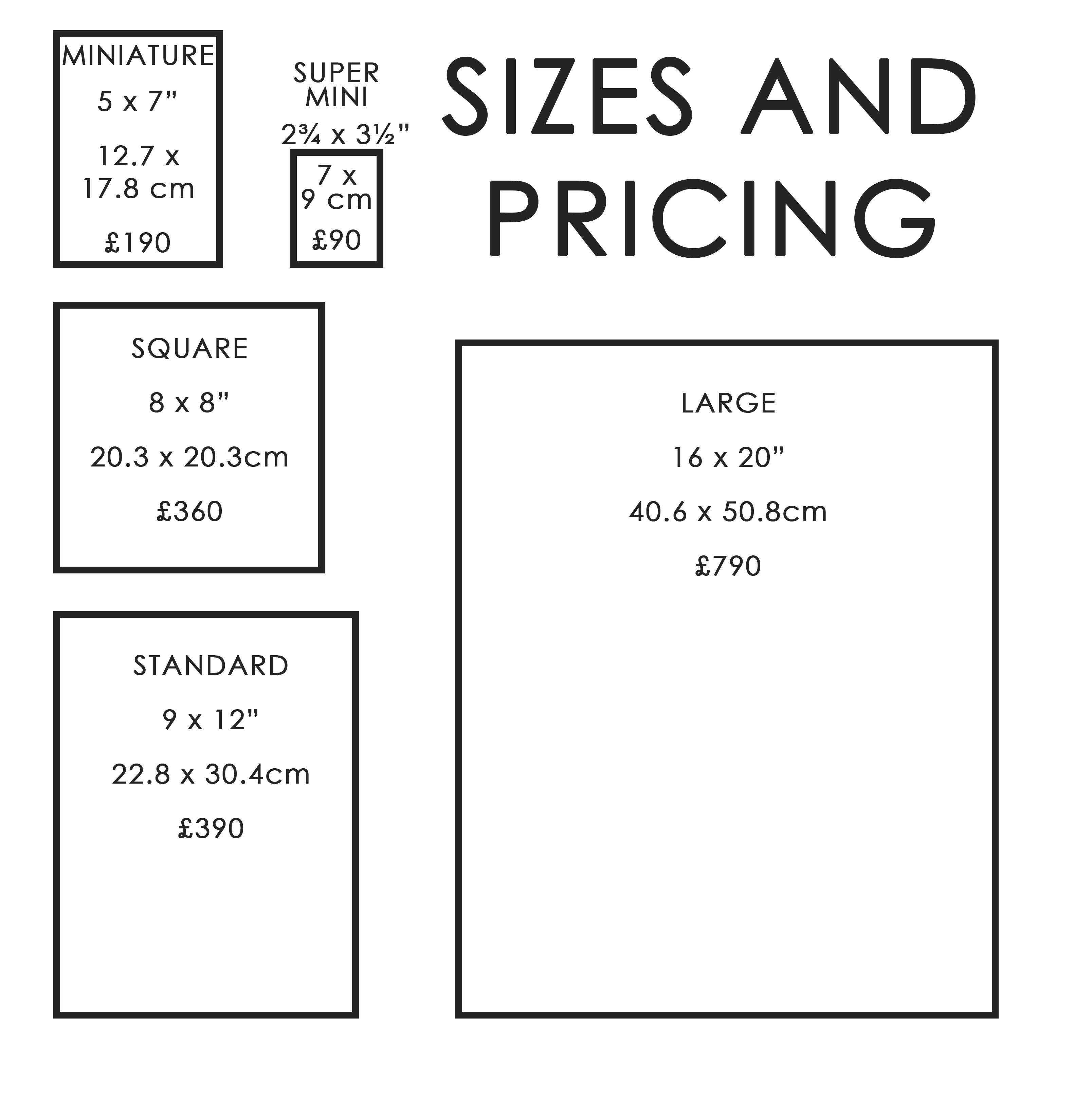 Sizes and Pricing