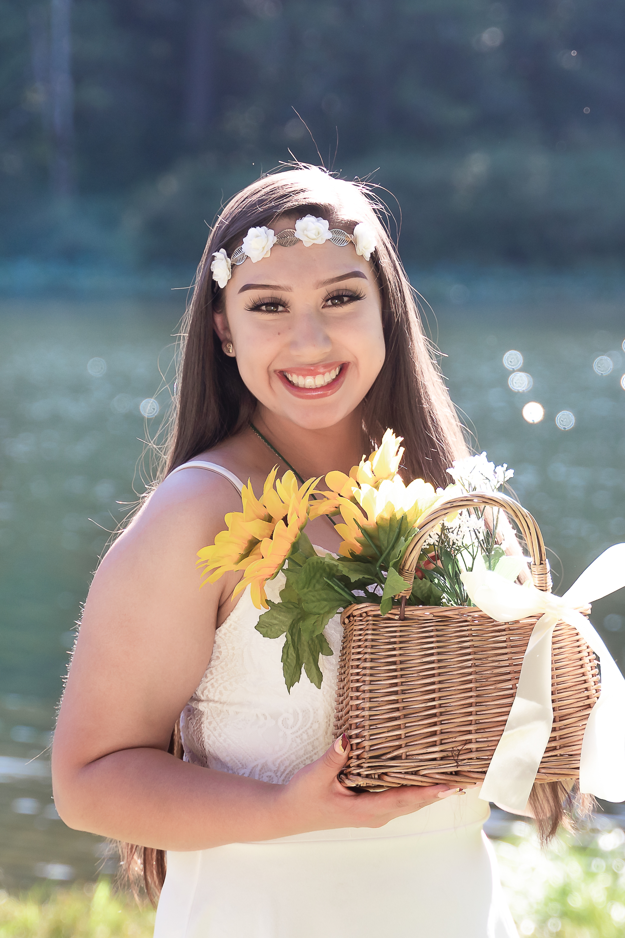 CEO Yanett posing with flower basket 