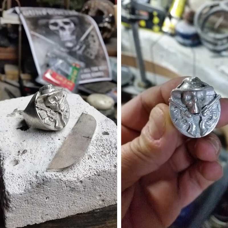making handmade skull ring