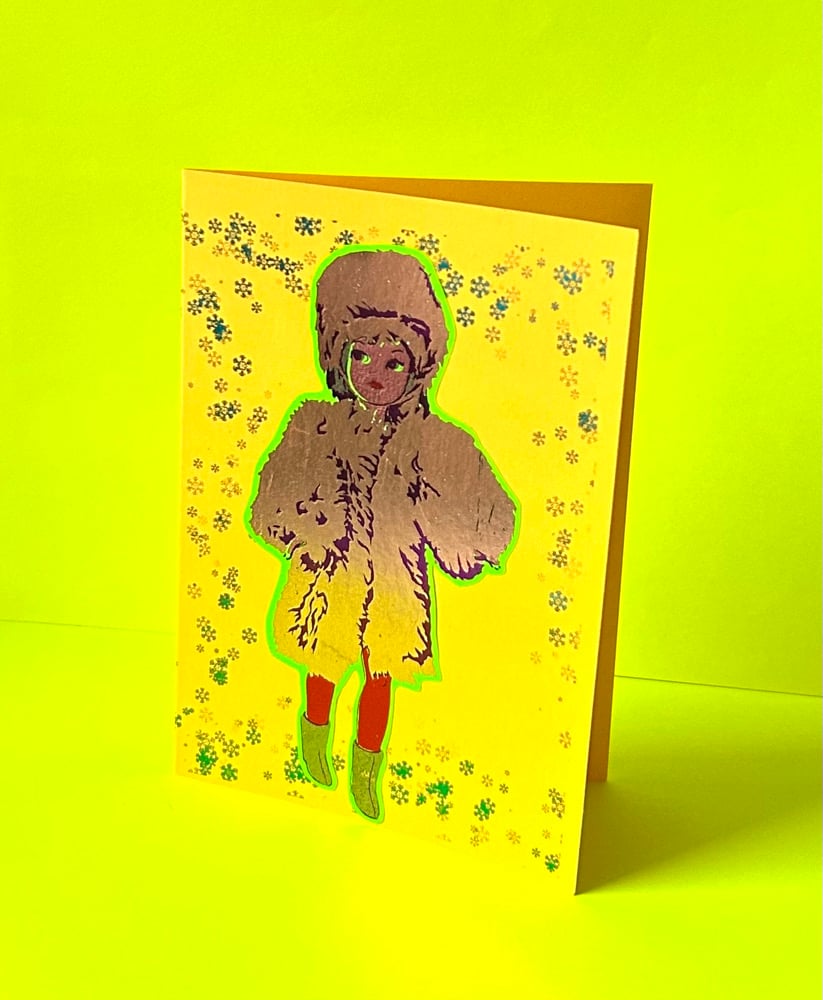 Image of Furry Coat and Boots Sindy card 