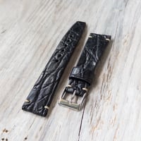 Image 1 of 20mm Two Stitch Crocodile Strap In Black