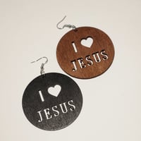 Image 1 of I love Jesus' wooden earrings 