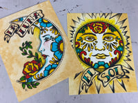 Image 5 of Traditional Tattoo Sun "El Sol" Loteria Mexican Folk Art Print 