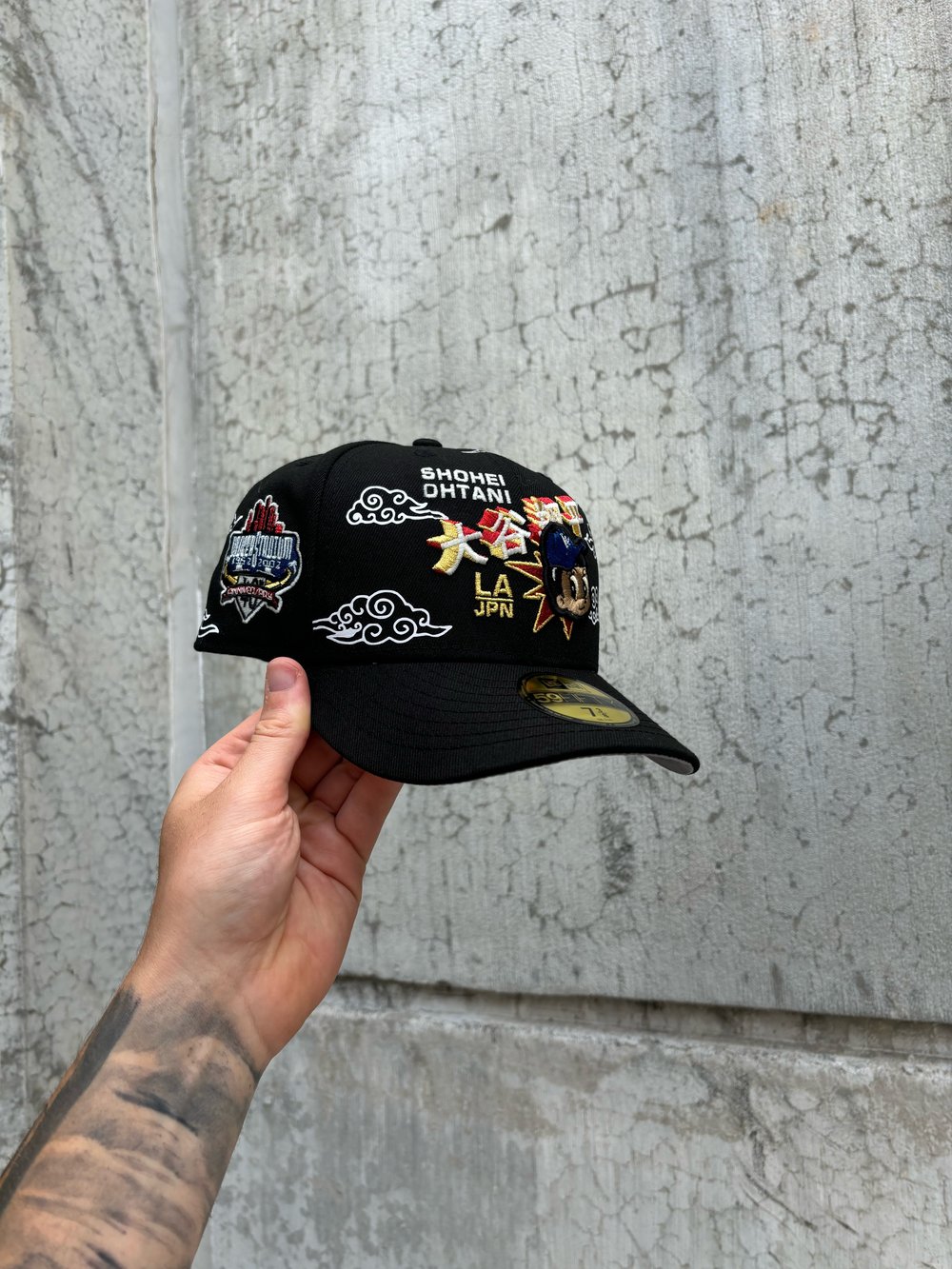 Image of BLACK JAPAN SKY LOS ANGELES DODGERS OHTANI CUSTOM FITTED CAP