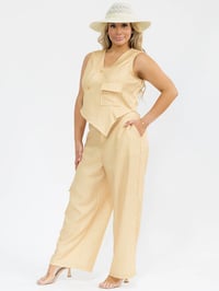 Image 1 of Yellow asymmetrical pin stripe set 