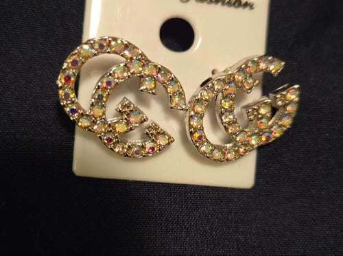 Image of Double G Earrings (Rainbow Silver)