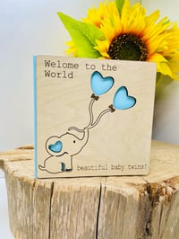 Image 3 of Wooden Newborn Baby Twin Card