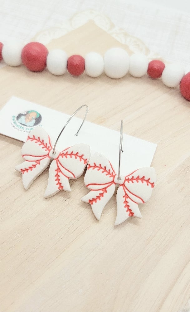 Image of Baseball Bow Earrings