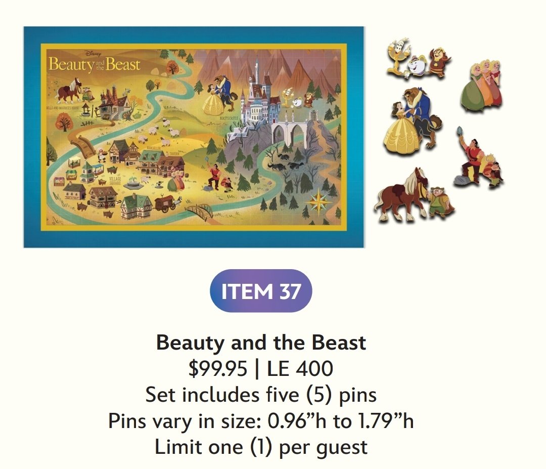 Image of Beauty and the beast disney maps wdi pin set le 400