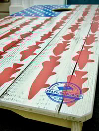 Image 5 of Brackish Wooder Cornhole Boards - Amer. Flag - Freshwater Fish Theme - MT4939