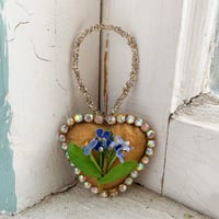 Image 1 of Gold Valentine Heart with Rhinestones and Vintage Florals