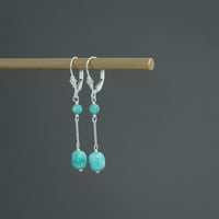 Image 2 of Boucles d'oreilles longues amazonite argent