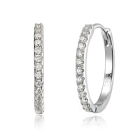 Image 1 of Quarter Size Diamond Hoop Earrings
