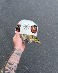 Image 1 of  TAN BRIM REAL TREE NEW YORK METS CUSTOM FITTED CAP