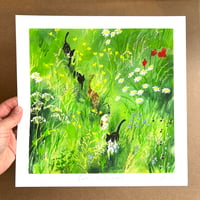 Image 1 of Cats In The Meadow - 30x30cm Print