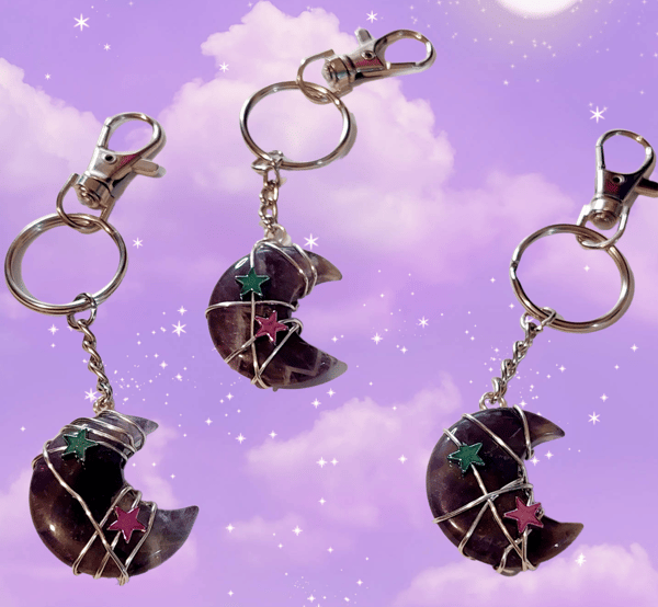 Image of Amethyst Moon Keychain 