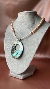 Image 2 of Pink Pearls & Abalone Necklace