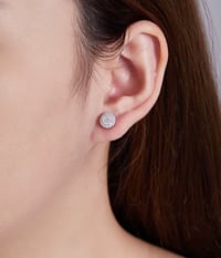 Image 2 of Luxury Round Baguette Cut Iced Out Moissanite Diamond 925 Sterling Silver Earrings