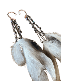 Image 4 of Black Shore Seashell Bling Feather Ear Cuffs 