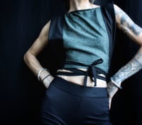 Image 2 of TYRA wrapped Blouse,  green leopard 