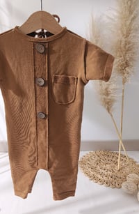 Image 2 of Photoshooting romper | Lorenzo | sleeves | camel brown | 9-12 months | sitter boys