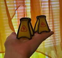 Image 2 of Stained glass tiny wet floor sign with tiny glass puddle