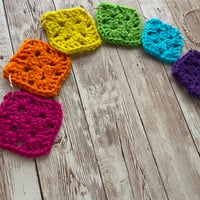 Image 3 of “Bright Rainbow” Crocheted Granny Square Bunting