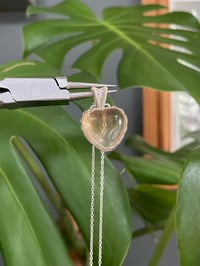 Image 1 of Silver Yellow Fluorite Heart Crystal Necklace