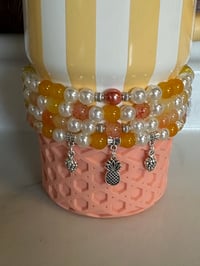 Image 1 of Tropical Fruit Yellow and Cream Tumbler Bracelet Stack