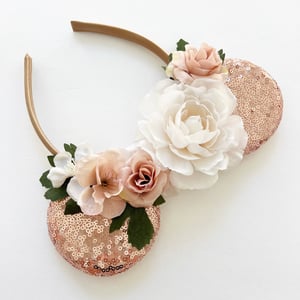 Image of Rose Gold Ears with Dusty Blush and Cream Florals