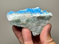 Image 6 of Rare Cyanotrichite On Green Fluorite Matrix Specimen | Guizhou China #2873