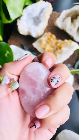 Image of Rose Quartz meditation palm stone