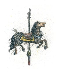 Image 4 of Set 2 - Carousel of Nightmares - Jason / Freddy / Leatherface Horse 9x7 Signed Art Prints