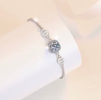 Image 3 of Luxury Shiny Square Shape White Gold 1CT S925 Sterling Silver Moissanite Bracelet 